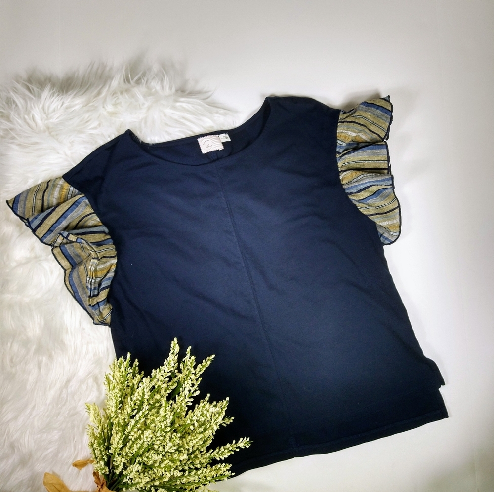 Anthropologie Postmark Ruffle Sleeve Top
